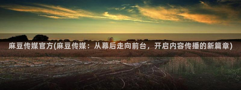 sepapa麻豆专区：麻豆传媒官方(麻豆传媒：从幕后走向前台，开启内容传播的新篇章)